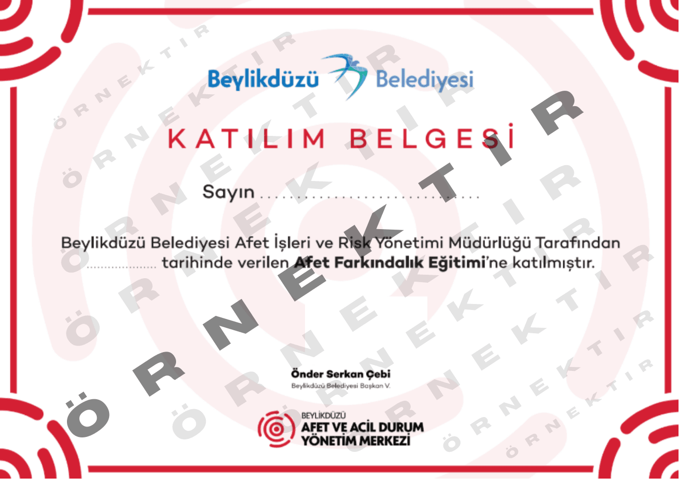 Eğitim Katılım Belgesi Örneği
